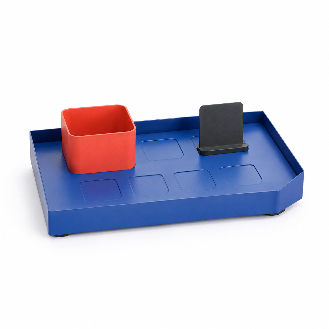 Plateau d’accueil modulaire en acier avec 2 modules mobiles – 40 × 26 cm