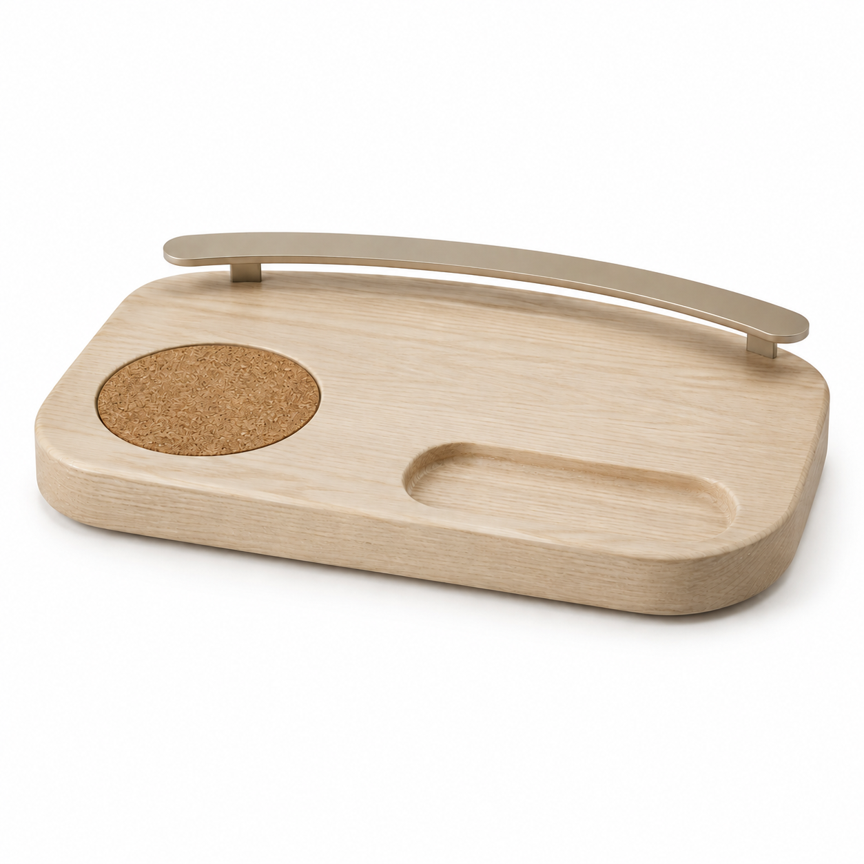 Plateau d’accueil en frêne avec sous-tasse et vide-poche – 38 × 24 cm