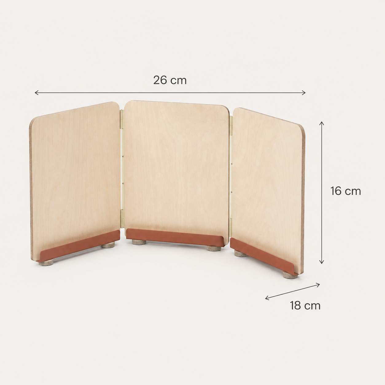 Présentoir de table pliable à 3 volets en bois – 26 × 16 cm