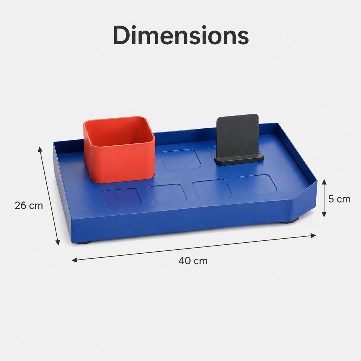 Plateau d’accueil modulaire en acier avec 2 modules mobiles – 40 × 26 cm