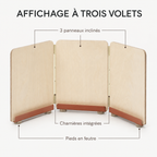Présentoir de table pliable à 3 volets en bois – 26 × 16 cm