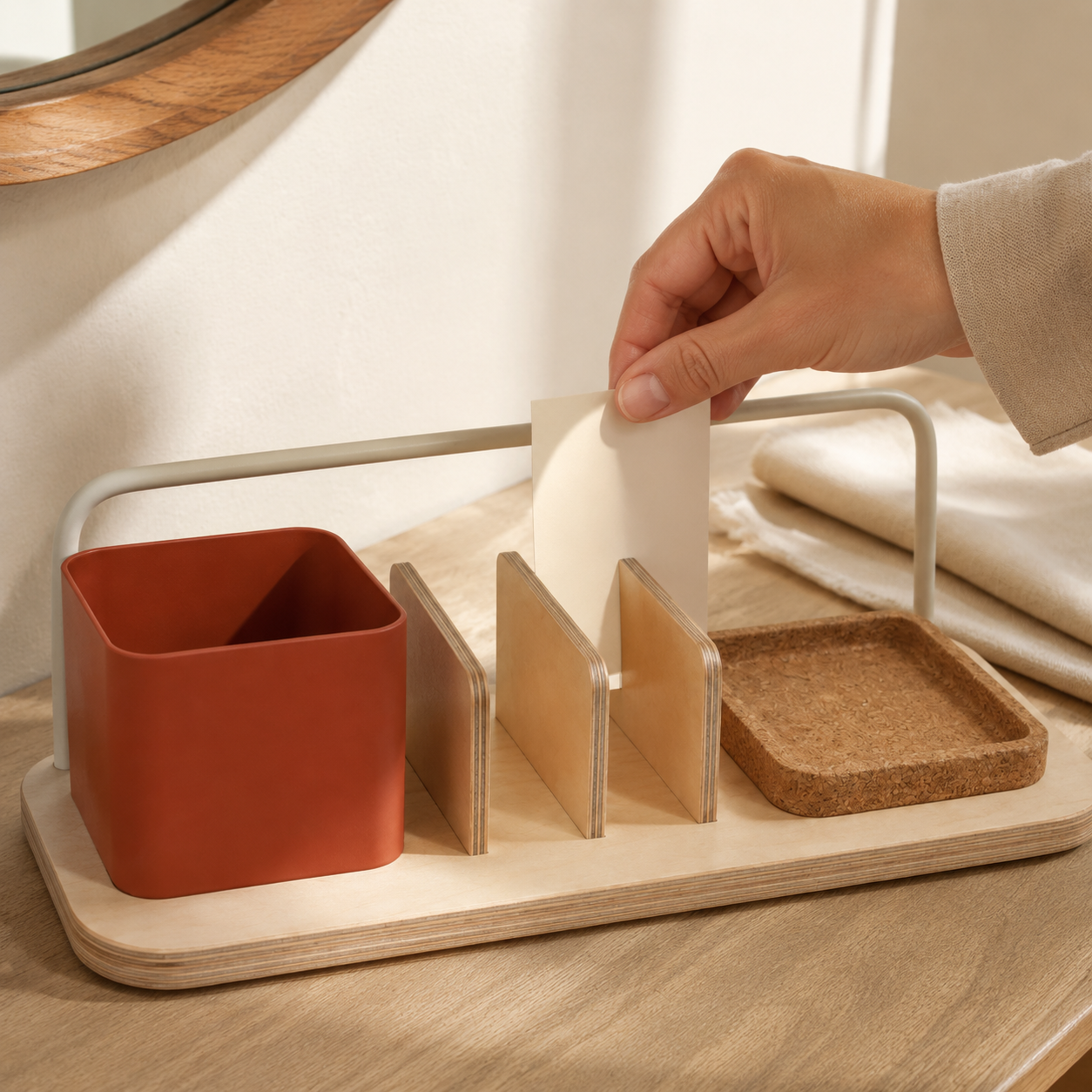 Organiseur d’entrée en bois avec rangement pour clés et cartes – 36 × 18 cm