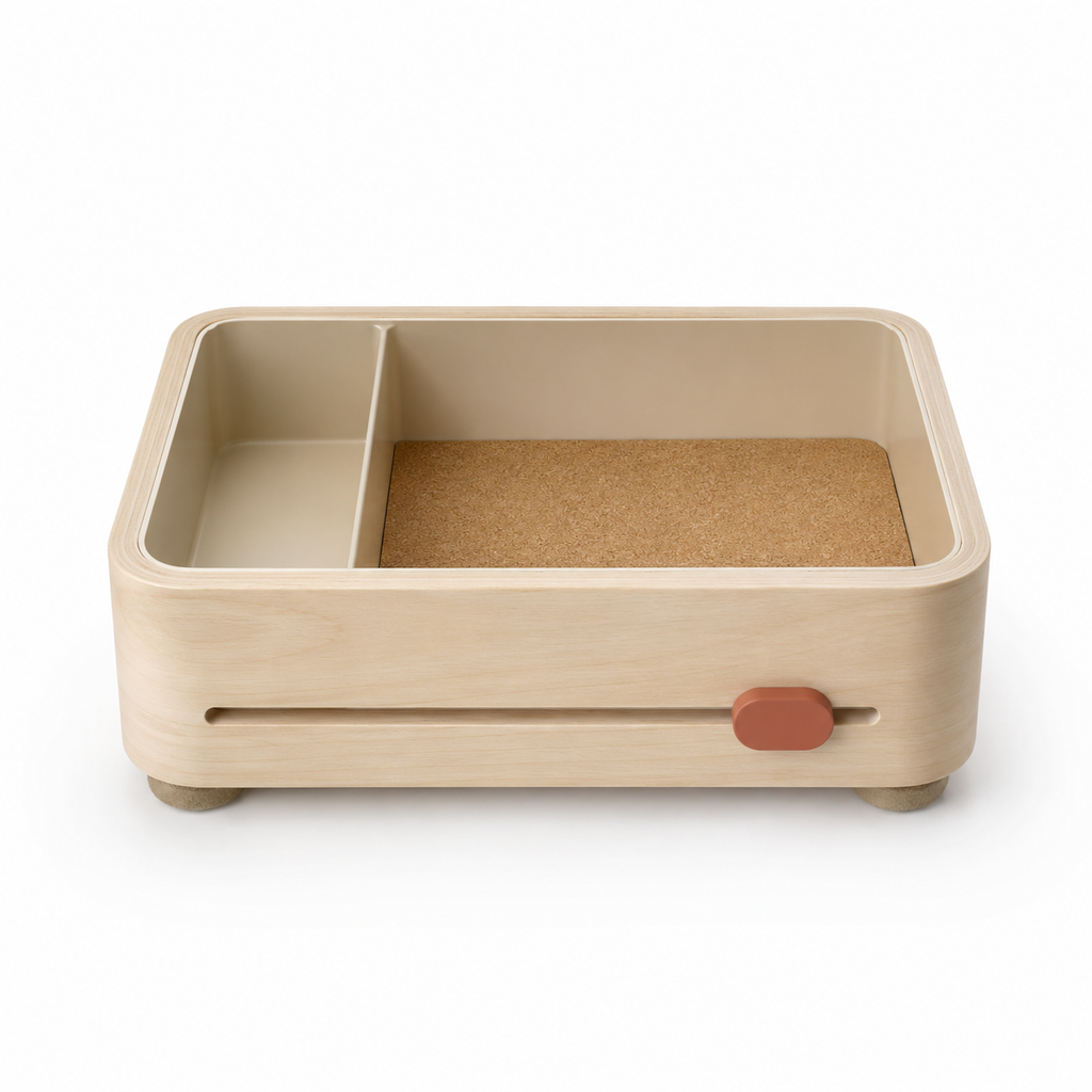 Vide-poche d’entrée en bouleau avec compartiments pour clés et cartes – 28 cm