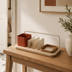 Organiseur d’entrée en bois avec rangement pour clés et cartes – 36 × 18 cm